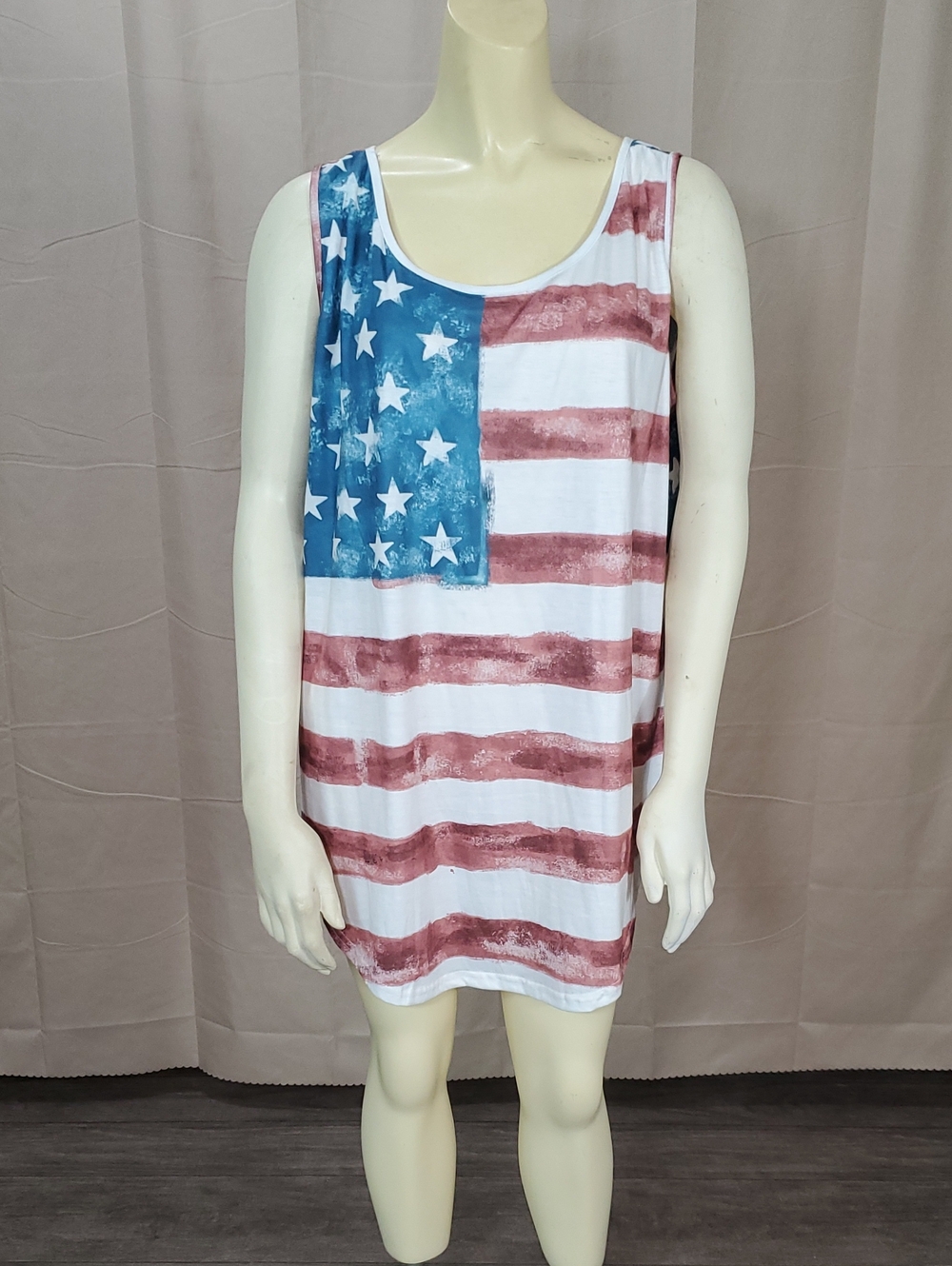 Sleeveless American Flag Tank  Red, White & Blue